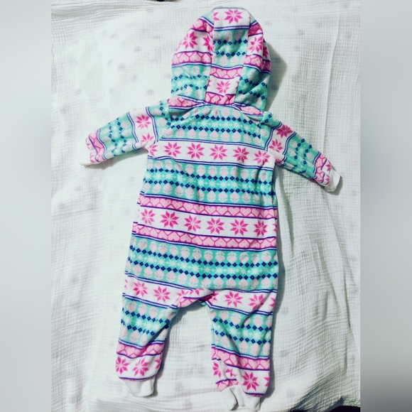 9mo Baby girl onesie fleece (multicolour) - Picture 2 of 3